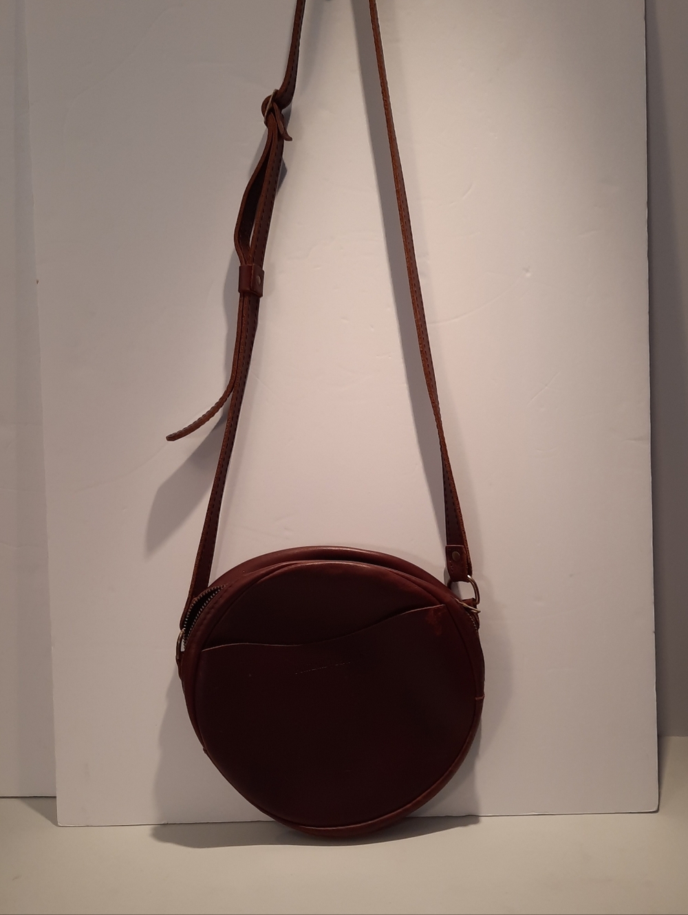 Portland Leather 9" Brown Round Crossbody Bag
